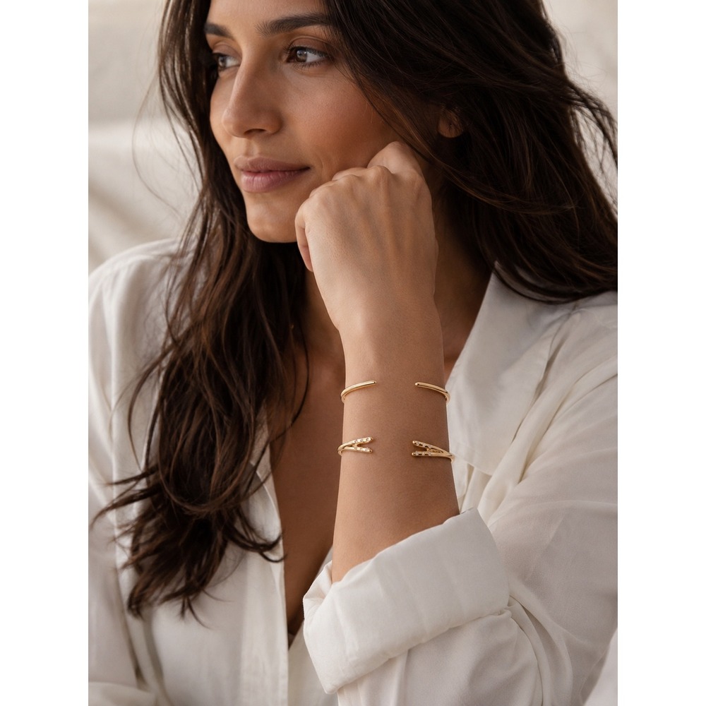 Michelle Campbell Gold Talon Bracelet Set Rhinestone Cuffs Cuff Bangle‎